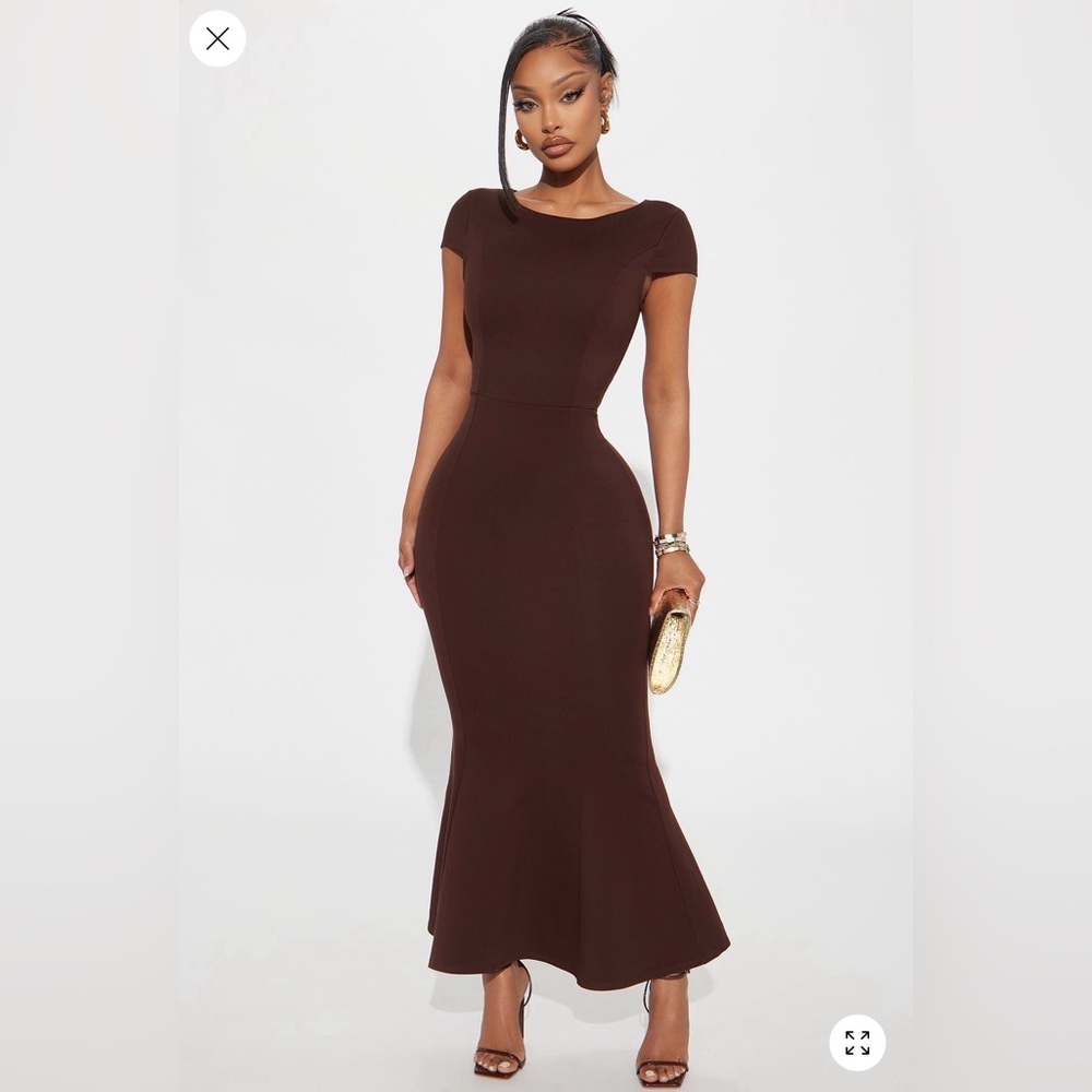 NEW Fashion Nova Chocolate Brown ponte Mermaid Dress